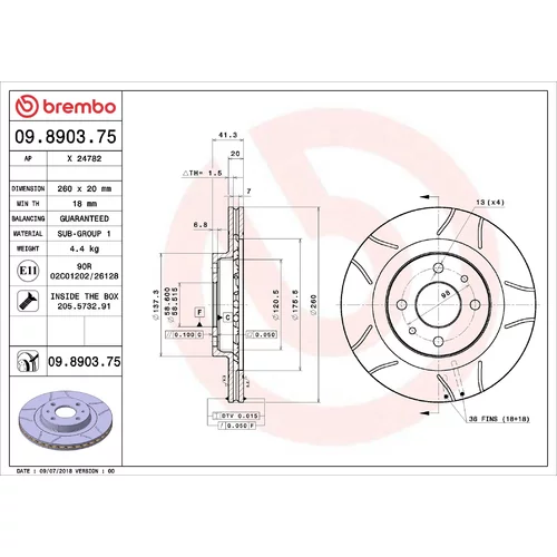 Brzdový kotúč BREMBO 09.8903.75
