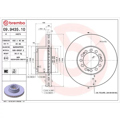 Brzdový kotúč 09.9435.10 /BREMBO/