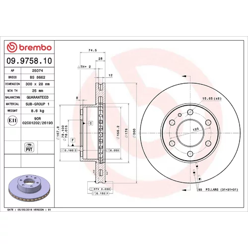 Brzdový kotúč BREMBO 09.9758.10