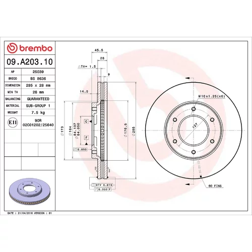 Brzdový kotúč BREMBO 09.A203.10