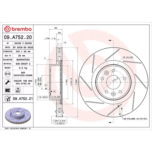 Brzdový kotúč BREMBO 09.A752.20