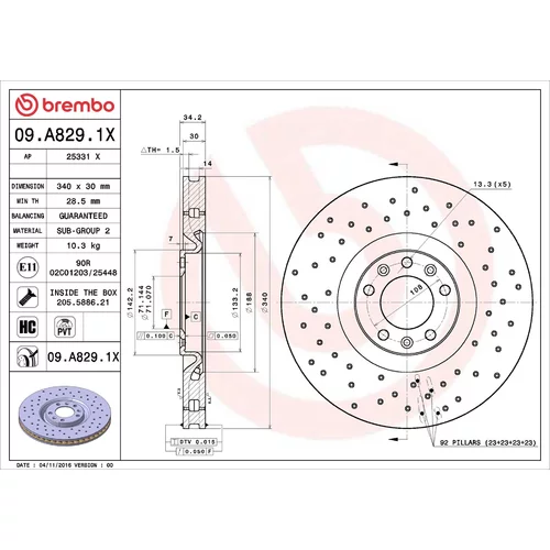 Brzdový kotúč BREMBO 09.A829.1X