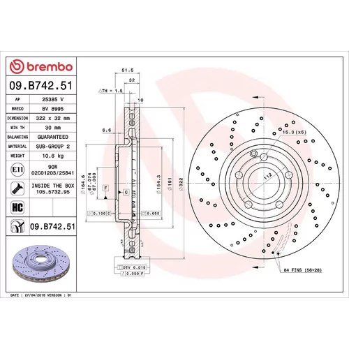 Brzdový kotúč BREMBO 09.B742.51
