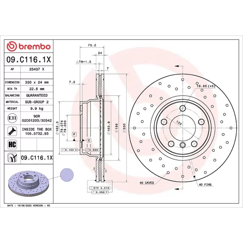 Brzdový kotúč BREMBO 09.C116.1X