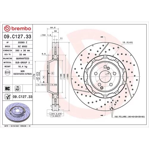 Brzdový kotúč BREMBO 09.C127.33