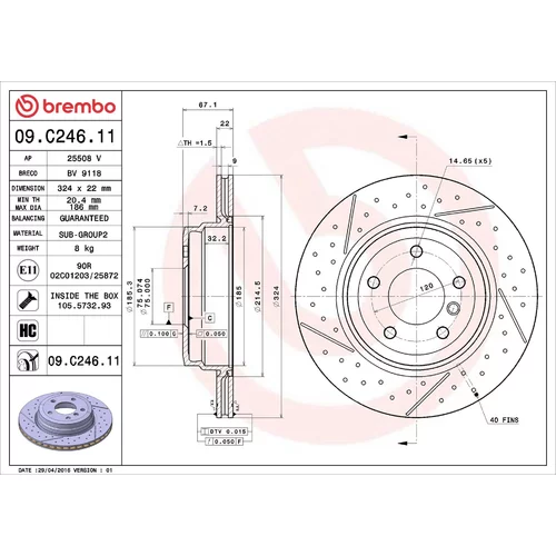 Brzdový kotúč BREMBO 09.C246.11