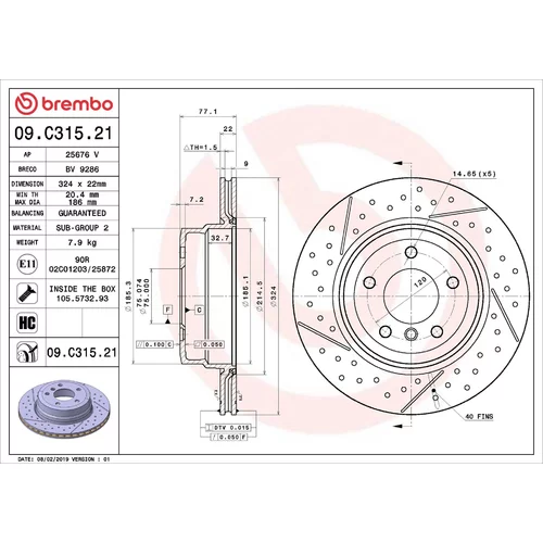 Brzdový kotúč BREMBO 09.C315.21