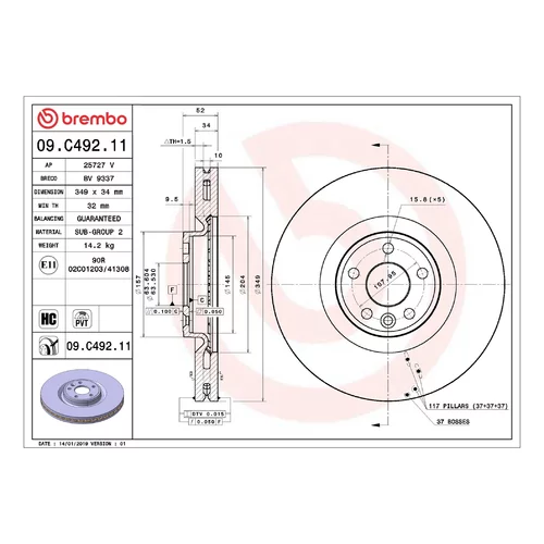 Brzdový kotúč BREMBO 09.C492.11