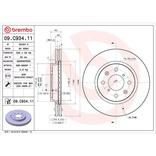 Brzdový kotúč BREMBO 09.C934.11