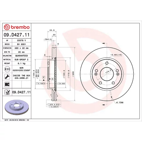 Brzdový kotúč BREMBO 09.D427.11