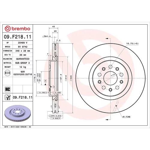 Brzdový kotúč BREMBO 09.F218.11