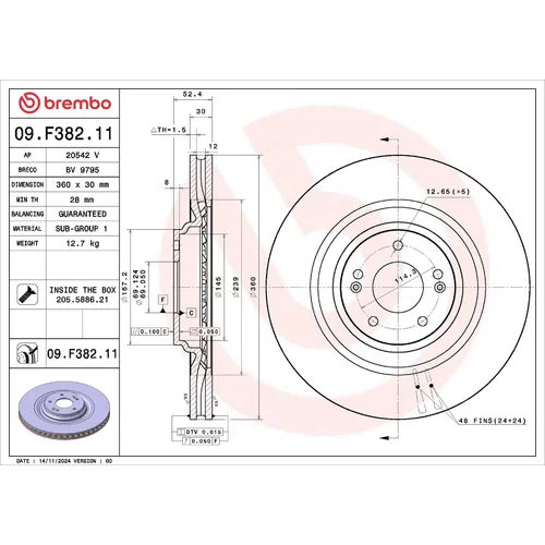Brzdový kotúč BREMBO 09.F382.11