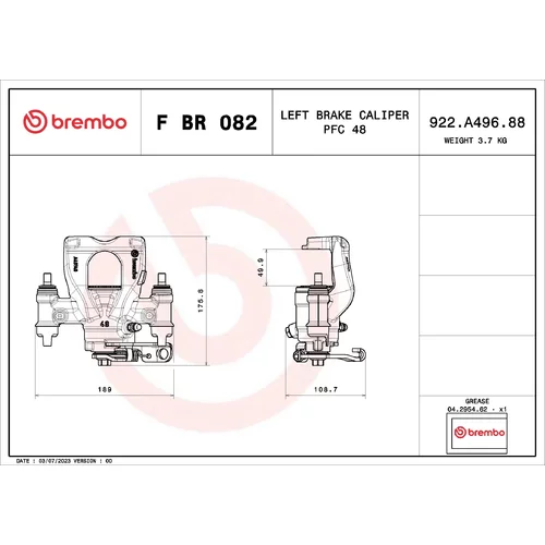 Brzdový strmeň F BR 082 /BREMBO/ - obr. 1