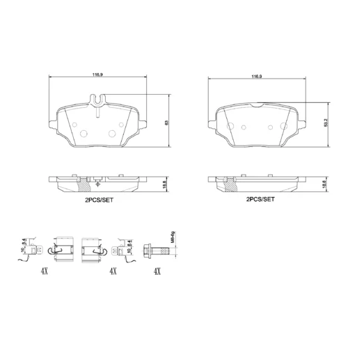 Sada brzdových platničiek kotúčovej brzdy BREMBO P 50 162