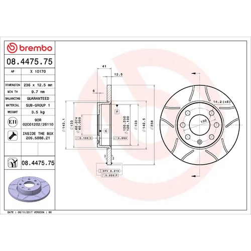 Brzdový kotúč BREMBO 08.4475.75