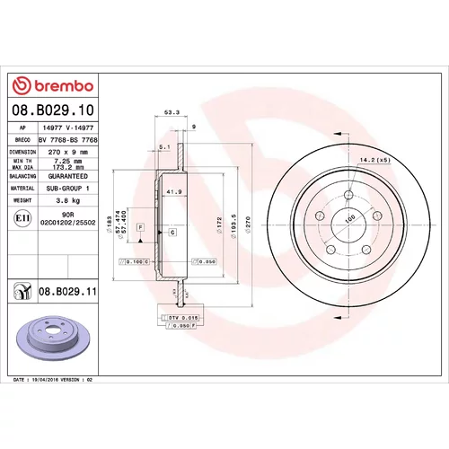 Brzdový kotúč BREMBO 08.B029.10