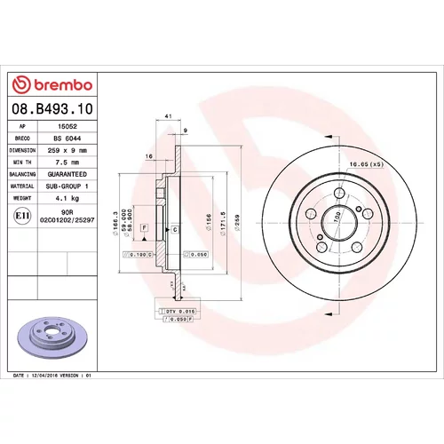 Brzdový kotúč BREMBO 08.B493.10
