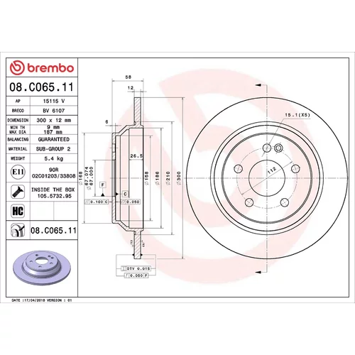 Brzdový kotúč BREMBO 08.C065.11