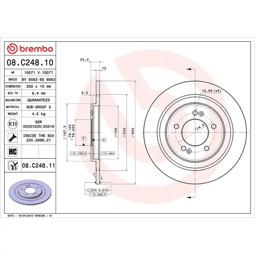 Brzdový kotúč BREMBO 08.C248.11