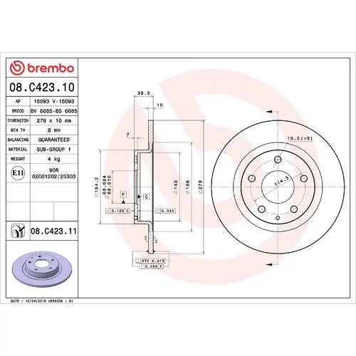 Brzdový kotúč BREMBO 08.C423.11