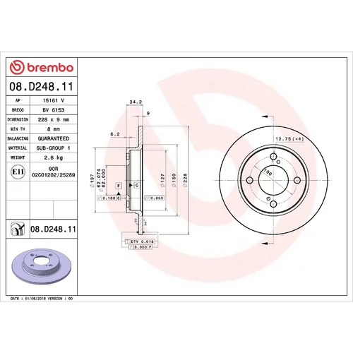 Brzdový kotúč BREMBO 08.D248.11