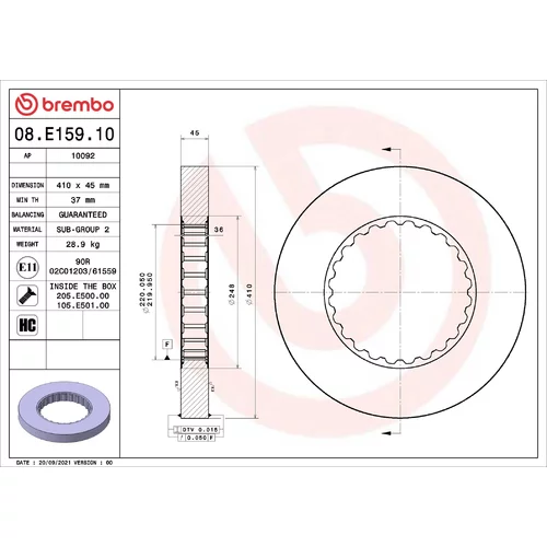 Brzdový kotúč BREMBO 08.E159.10