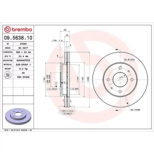 Brzdový kotúč BREMBO 09.5638.10