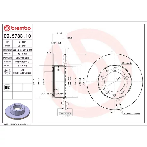 Brzdový kotúč BREMBO 09.5783.10