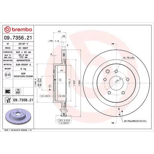 Brzdový kotúč BREMBO 09.7356.21