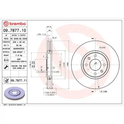 Brzdový kotúč BREMBO 09.7877.11