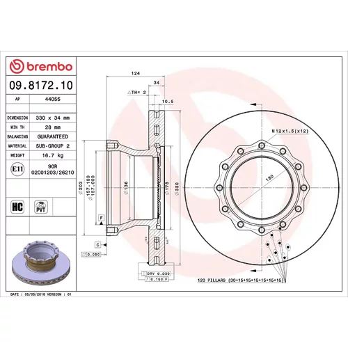 Brzdový kotúč BREMBO 09.8172.10