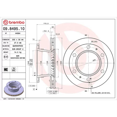 Brzdový kotúč BREMBO 09.8495.10