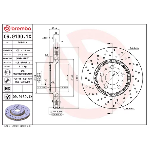Brzdový kotúč BREMBO 09.9130.1X