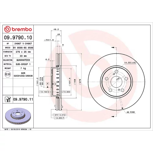 Brzdový kotúč BREMBO 09.9790.11