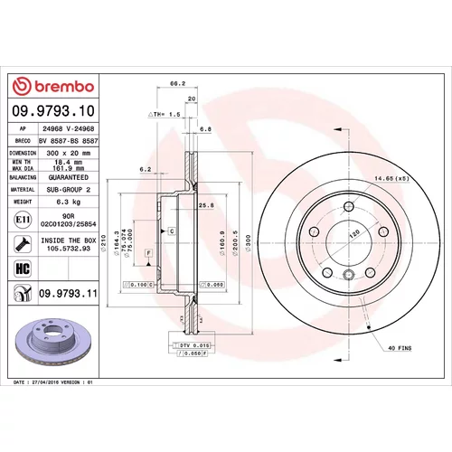 Brzdový kotúč BREMBO 09.9793.11