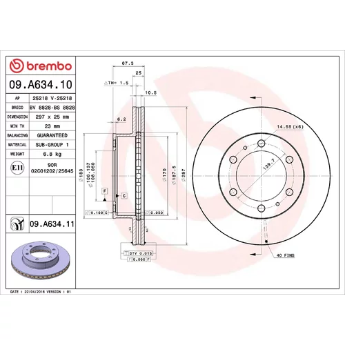 Brzdový kotúč BREMBO 09.A634.11