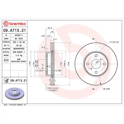 Brzdový kotúč BREMBO 09.A713.21