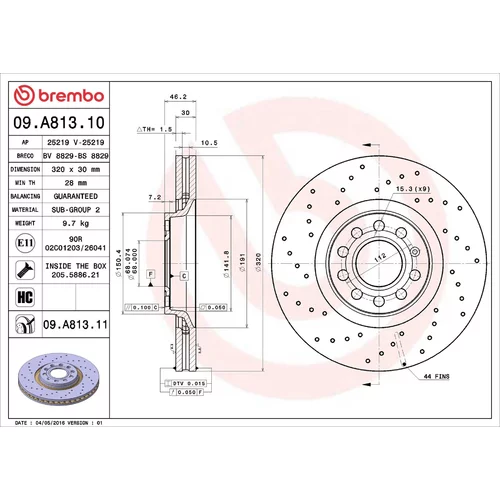 Brzdový kotúč BREMBO 09.A813.11