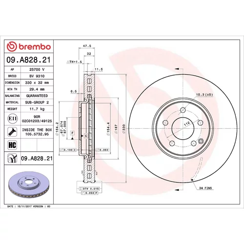 Brzdový kotúč BREMBO 09.A828.21