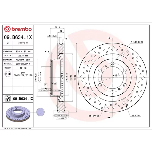 Brzdový kotúč BREMBO 09.B634.1X