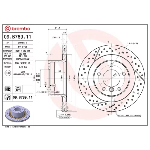 Brzdový kotúč 09.B789.11 /BREMBO/ - obr. 1