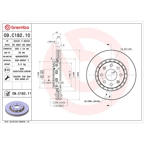 Brzdový kotúč BREMBO 09.C182.10