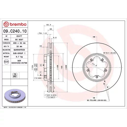 Brzdový kotúč BREMBO 09.C240.10