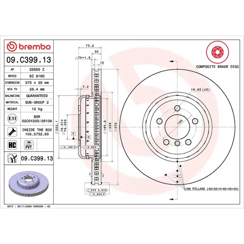 Brzdový kotúč BREMBO 09.C399.13