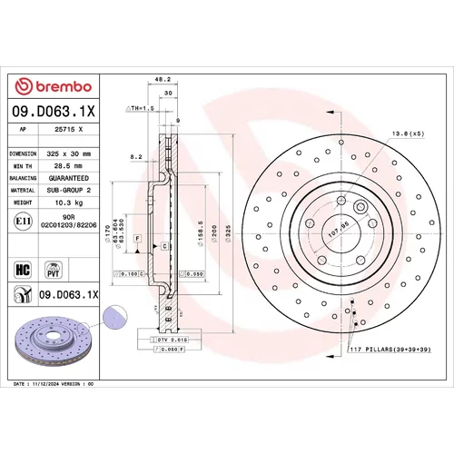 Brzdový kotúč BREMBO 09.D063.1X