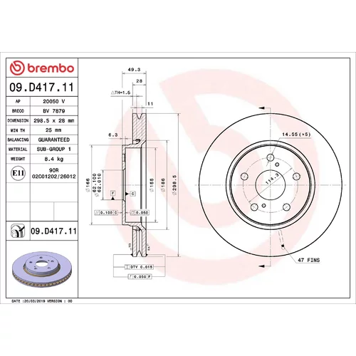 Brzdový kotúč BREMBO 09.D417.11