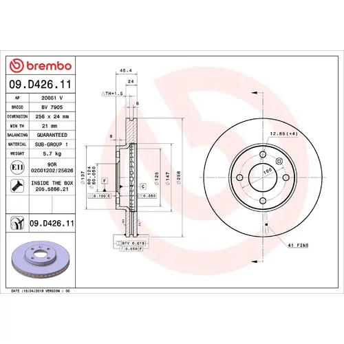 Brzdový kotúč BREMBO 09.D426.11