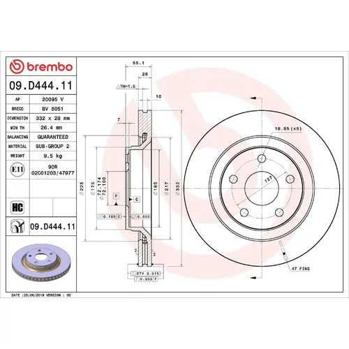 Brzdový kotúč BREMBO 09.D444.11