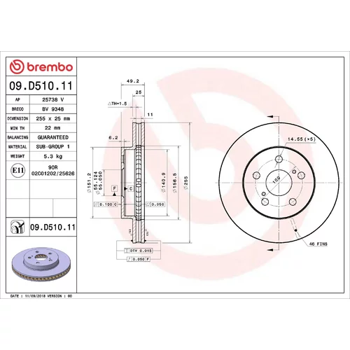 Brzdový kotúč BREMBO 09.D510.11