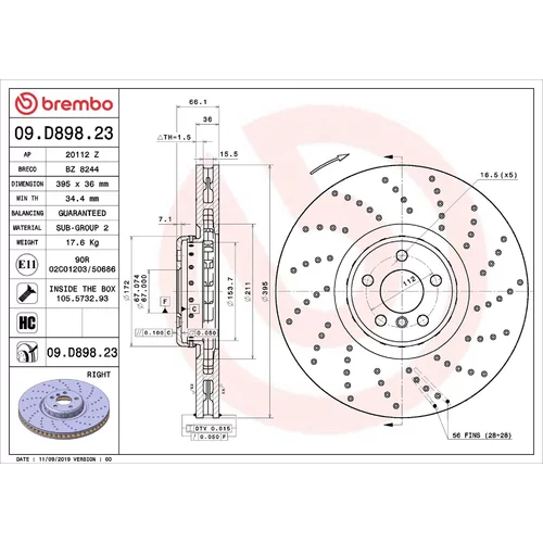 Brzdový kotúč BREMBO 09.D898.23